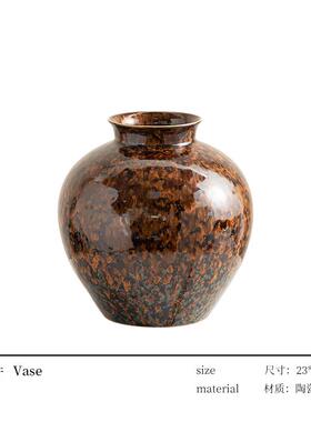 高档R做zone 新中式高变档窑釉陶瓷家居鎏金复古手绘品旧花瓶装饰