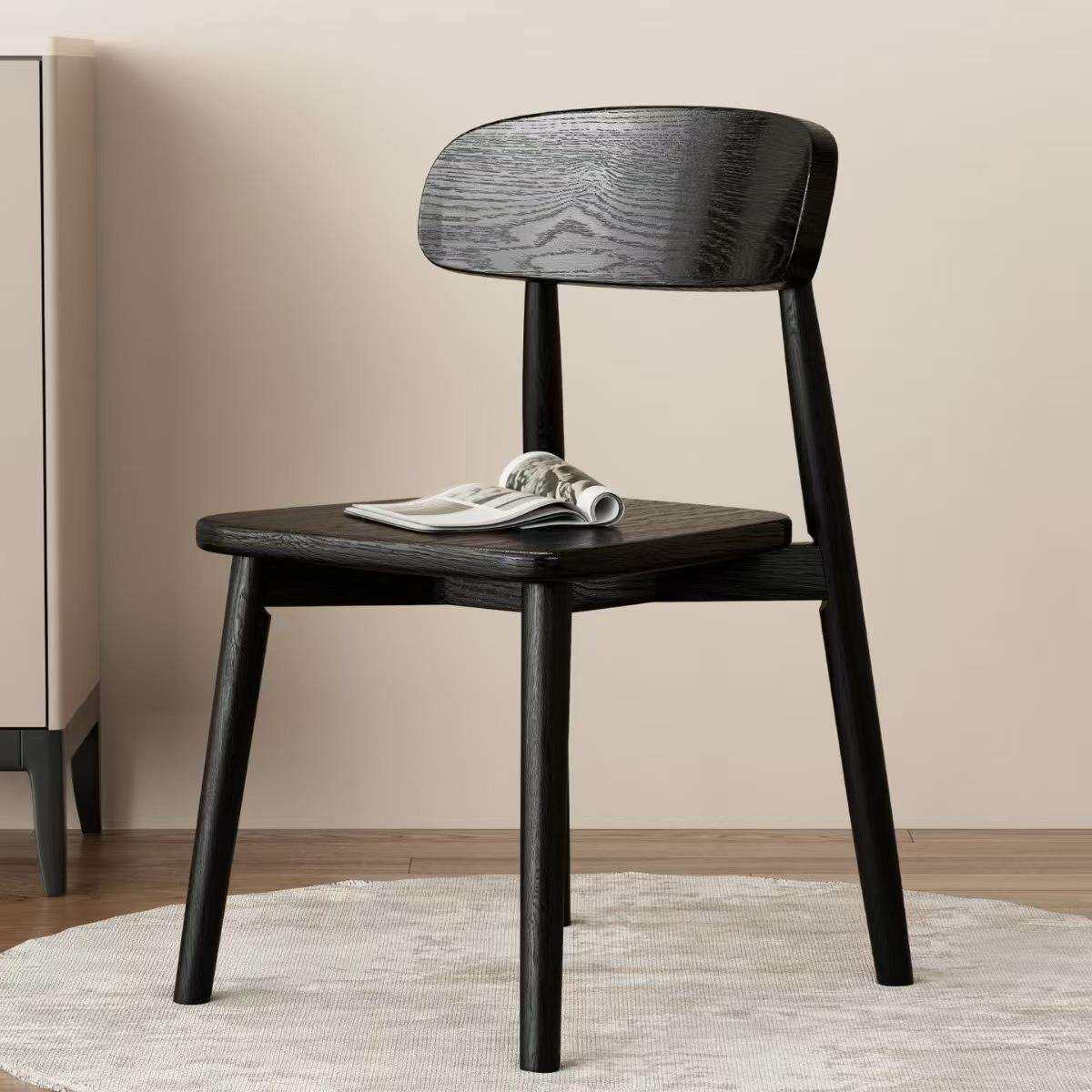 实木椅子餐椅家用凳子靠背椅北欧简约现代网红奶油风黑白色餐桌椅