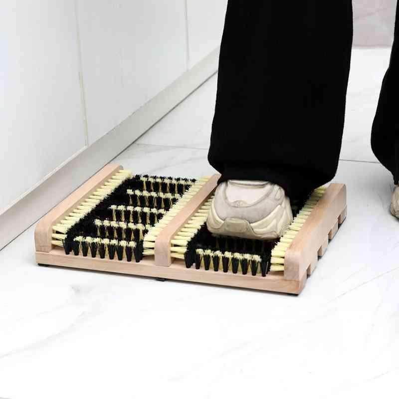 鞋底清洁器家用擦鞋刷脚底懒人半自动洗鞋实木户外鞋刷擦鞋器