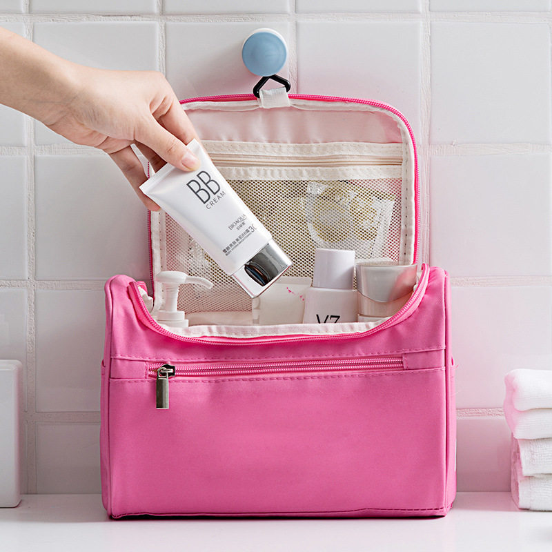 便携简约大容量旅行洗漱包枕头挂钩化妆包防水牛津布手提收纳包