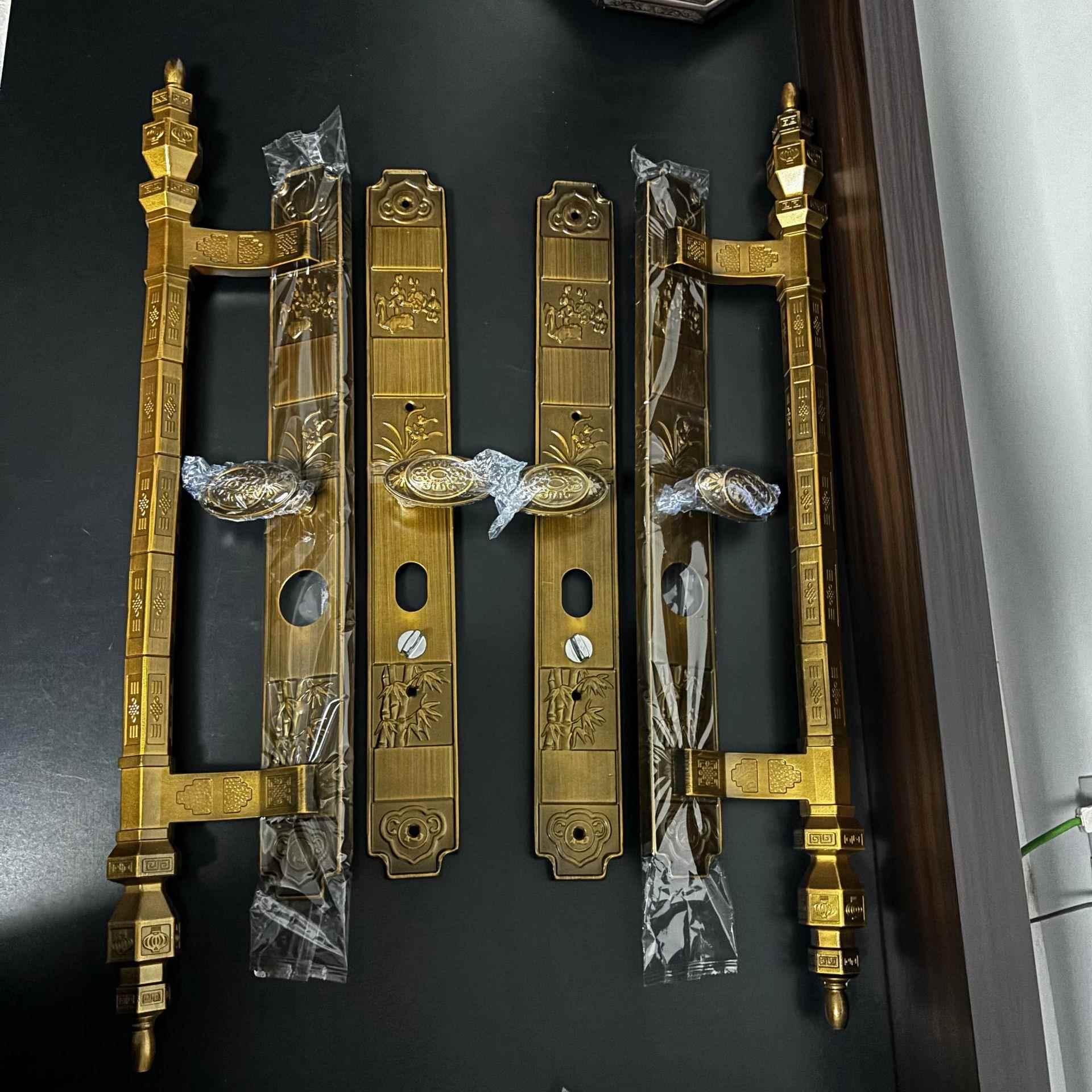 豪华别墅大HW-梅南门锁双开对门开手门防盗手门把大门拉通用型红