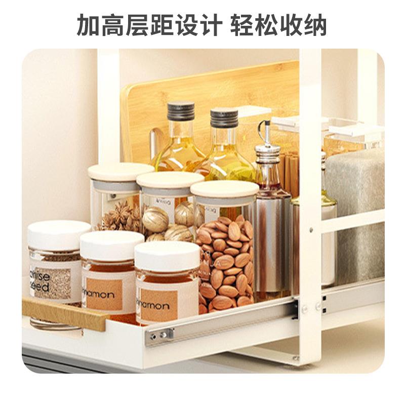 新可拆装款厨房水槽置物架料调味收QNG纳多功能台面双抽拉层碗碟