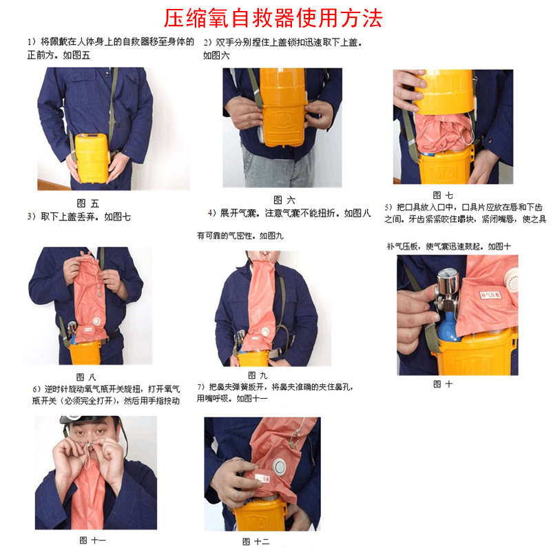 煤矿用压缩氧气自救器ZYX45分钟隔绝式ZYX60矿工井下呼吸气国标