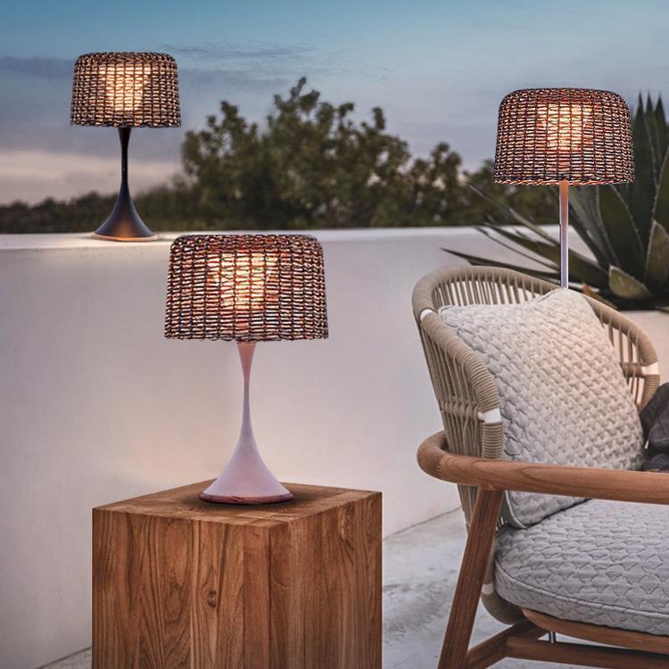 露台灯户外落地灯太阳能藤编灯庭院造景布置草坪灯户外院子装饰灯