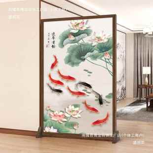 中式 屏风隔断家用遮挡入玄关风卧AHN室客户水厅双面防水布艺简易