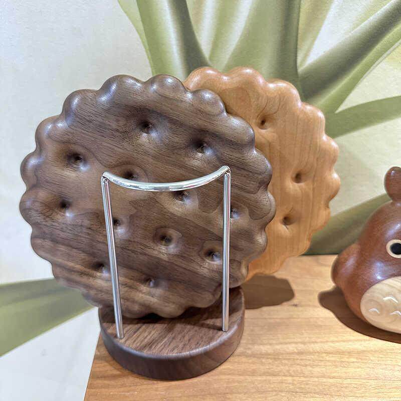 北美黑胡桃木圆饼干隔热垫创意可爱餐桌垫杯垫加厚防烫垫家用锅垫