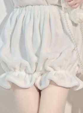 加绒南瓜裤lolita毛绒打底裤子女秋冬季天jk可外穿安全短裤灯笼裤