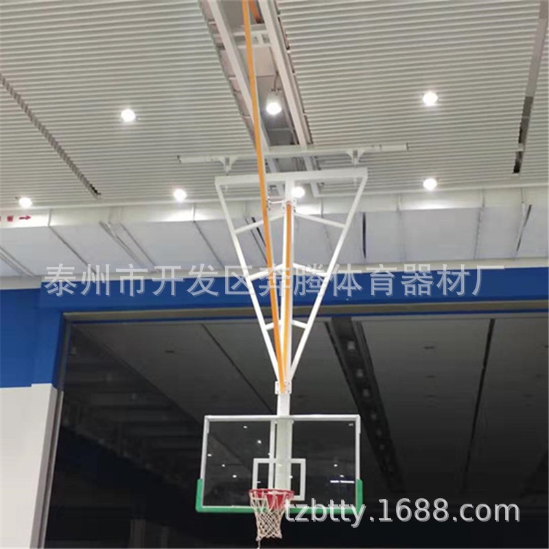 悬臂吊顶电动液压篮球架屋顶墙体室内折叠悬挂悬臂篮球架厂家销售