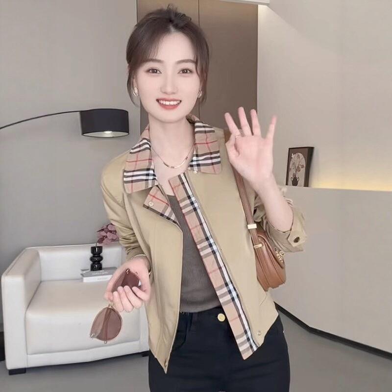 短外套女2026春秋新款时尚洋气百搭拼接格子小个子风衣夹克高级感