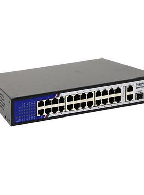 百兆24+2+1SFP POE交换机 防雷供电小区道路工程整机功率350W