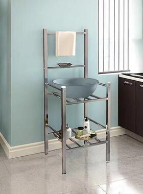 ?不锈钢脸盆式架宿家用卫生舍间浴室多Fh(x}h($置物架层落地脸盆