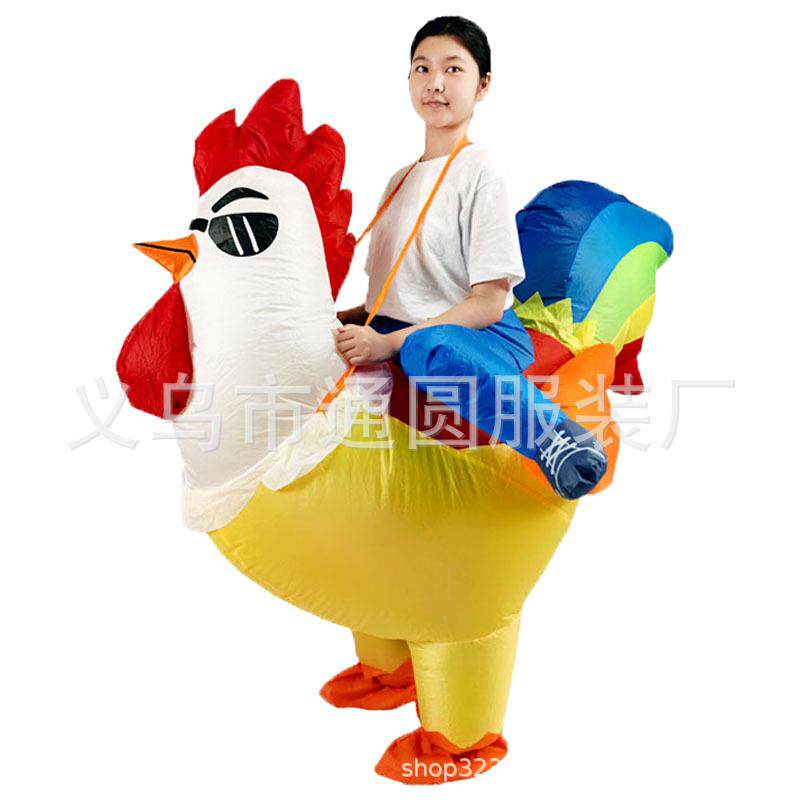 20250219热卖万圣公节装扮墨镜鸡卡通充气服人偶具亲子装表演道坐