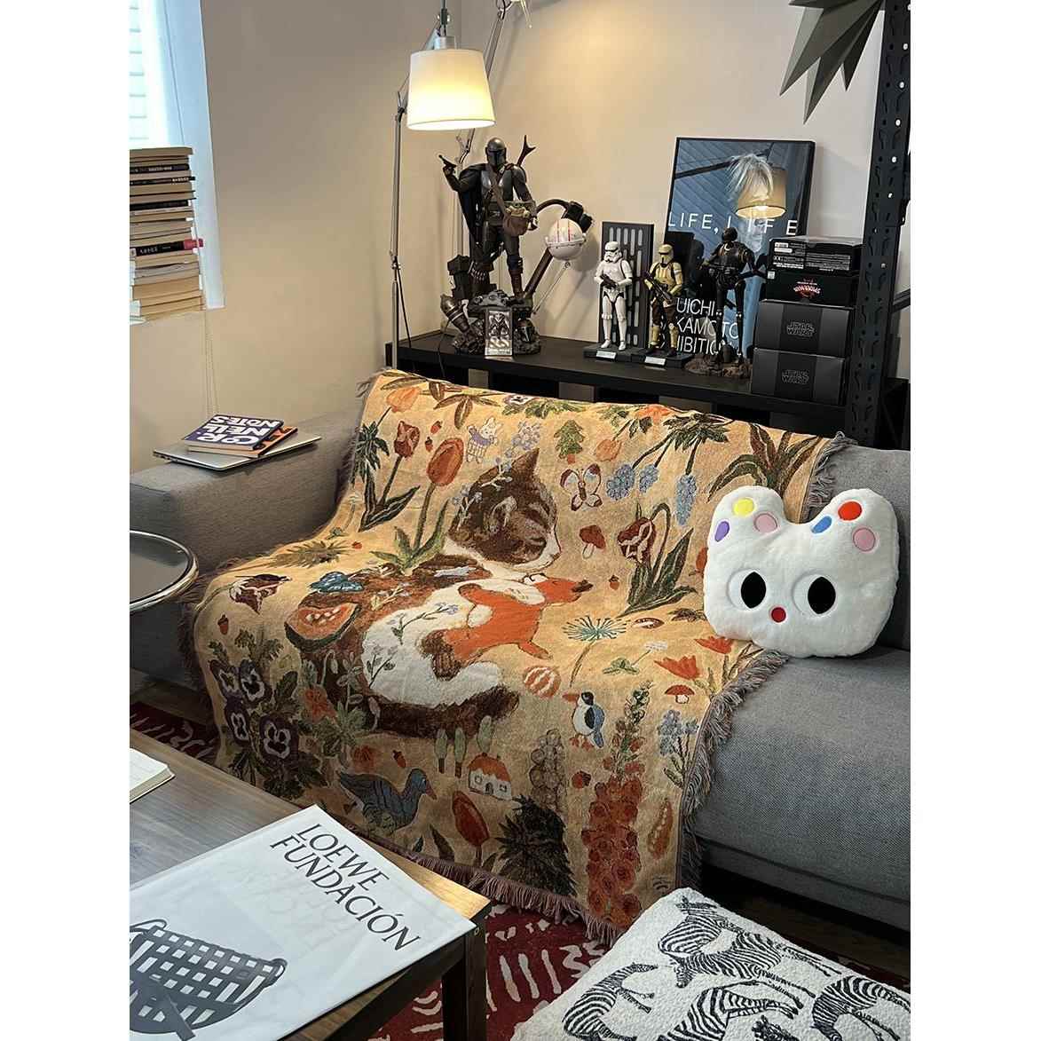 韩式治疗猫毯,没有什么,单人和双人沙发毯,床边背景布,挂毯盖
