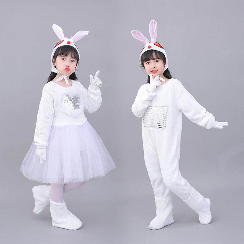元旦新款儿童小兔子演出服小白兔表演服大灰狼幼儿兔子舞蹈服纱裙