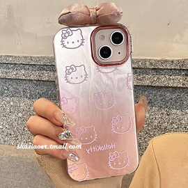 粉色hellokitty立体蝴蝶结适用苹果15手机壳，iphone14promax女款15pro13防摔12硬壳11硅胶可爱网红女生壳