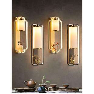 壁灯客厅墙壁灯禅意灯饰家用家居主卧室床头灯1631 全铜新中式