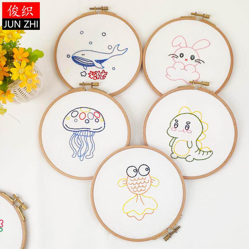 幼儿园儿童刺绣手工diy材料包简单卡通图案制作十字绣戳戳乐工具