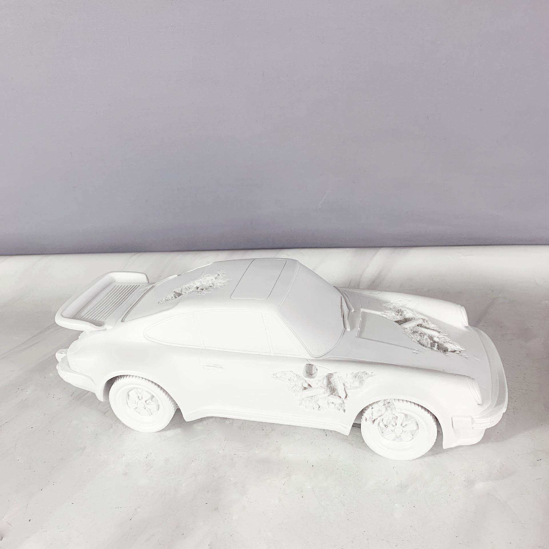 北欧现代样板房侵蚀结晶艺术小汽车雕塑模型摆件家居饰品