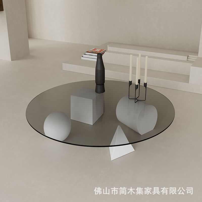 【简约大气】创意轻奢钢化玻璃茶桌客厅圆型茶几极简约现代桌子