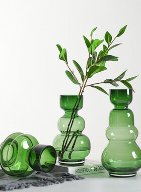 【彤昇源】玻璃花瓶牛油果绿色水培容器家居饰品摆件创意轻奢风格