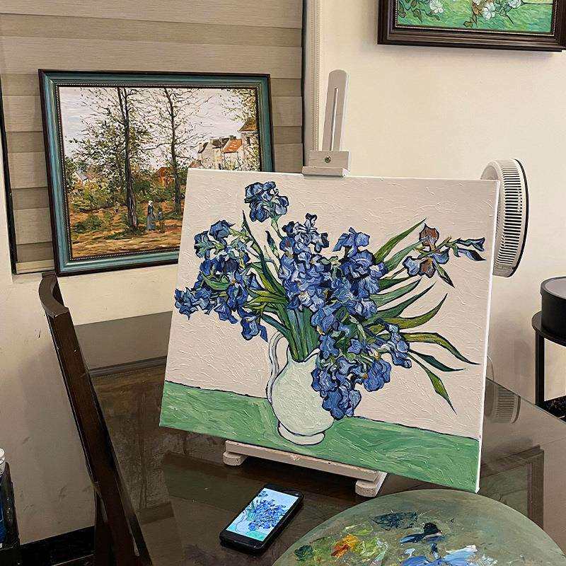 梵高《鸢尾花》艺术装饰画荷兰花卉抽象高级客厅挂画小众玄关壁画