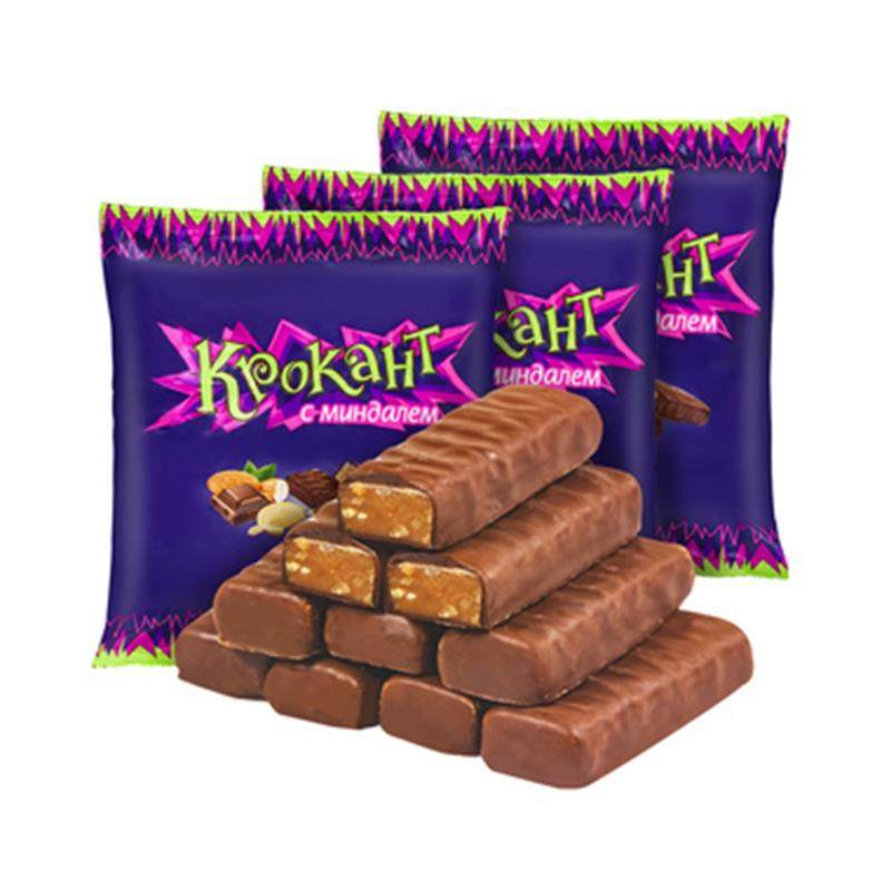 俄罗斯进口kdv夹心巧克力糖果kpokaht紫皮糖正品500g零食喜糖包邮
