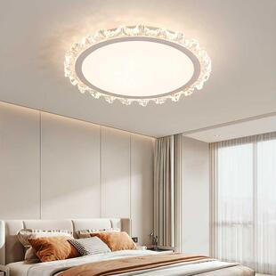 水晶花朵护眼卧室吸顶灯新款 智能灯具简约奶油风全光谱主卧房间灯