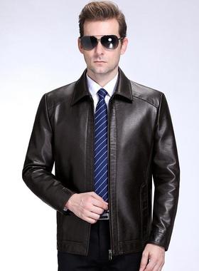 海1755-C宁衣翻领秋冬季加款绒皮夹克中新年爸爸装绵羊皮皮单皮外