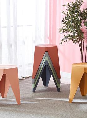 创尚意家用高凳凳约餐简凳加厚可堆叠梳妆方凳轻奢时塑料03凳子现