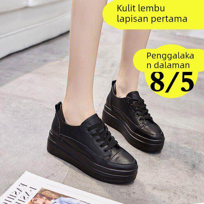 百搭小黑鞋内增高8CM厚底松糕鞋5CM加绒保暖小白鞋轻便舒适单鞋女