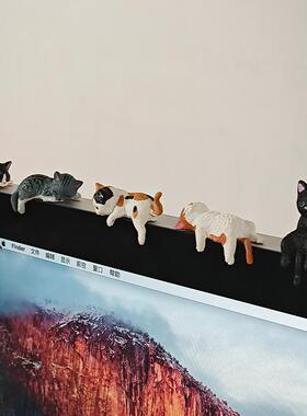 猫咪电脑萤幕装饰办公室桌面显示器摆件工位饰品上班情绪稳定神器