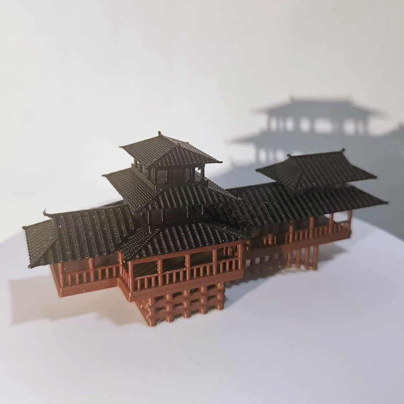 水陆鱼池景观造景连小流水植物廊桥新款摆件假山盆景鱼缸微中式古