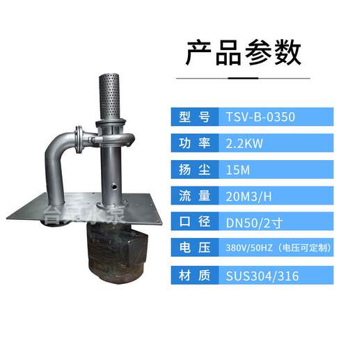 3HP涂装喷淋线不锈钢304液下泵2.2KW牌立式双管循环泵DN50