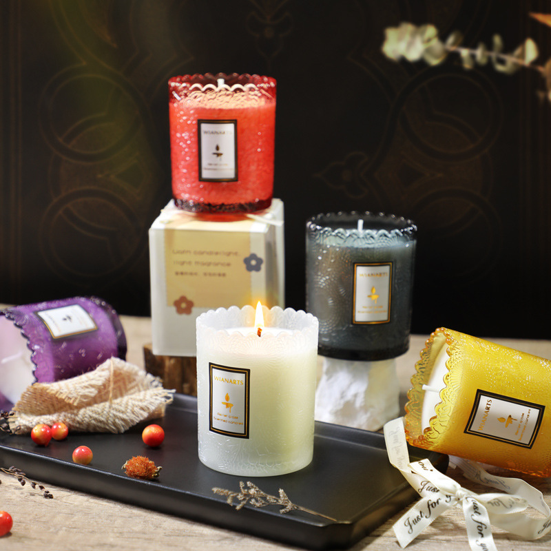 法式香薰蜡烛礼盒高级感浮雕精油香氛无烟低温蜡烛大豆蜡香熏品质