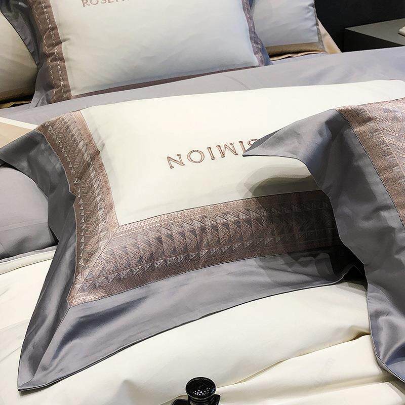 高端轻奢风大IRC气10被0支全四件套色织提压边棉套纯棉裸睡柔花软