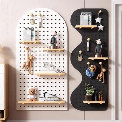 墙上洞洞板置物架墙面挂板架入户玄关创意实木展示架