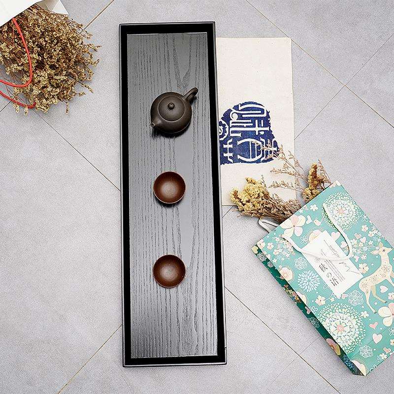 日式黑色长方形茶盘木托盘长条木盘子托盘干泡迷你实木茶托小茶盘