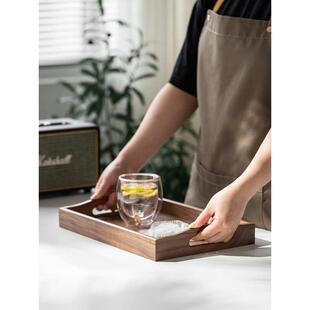 胡桃木质托盘长方形茶具托盘日式家用放茶杯子茶盘北欧风木托盘