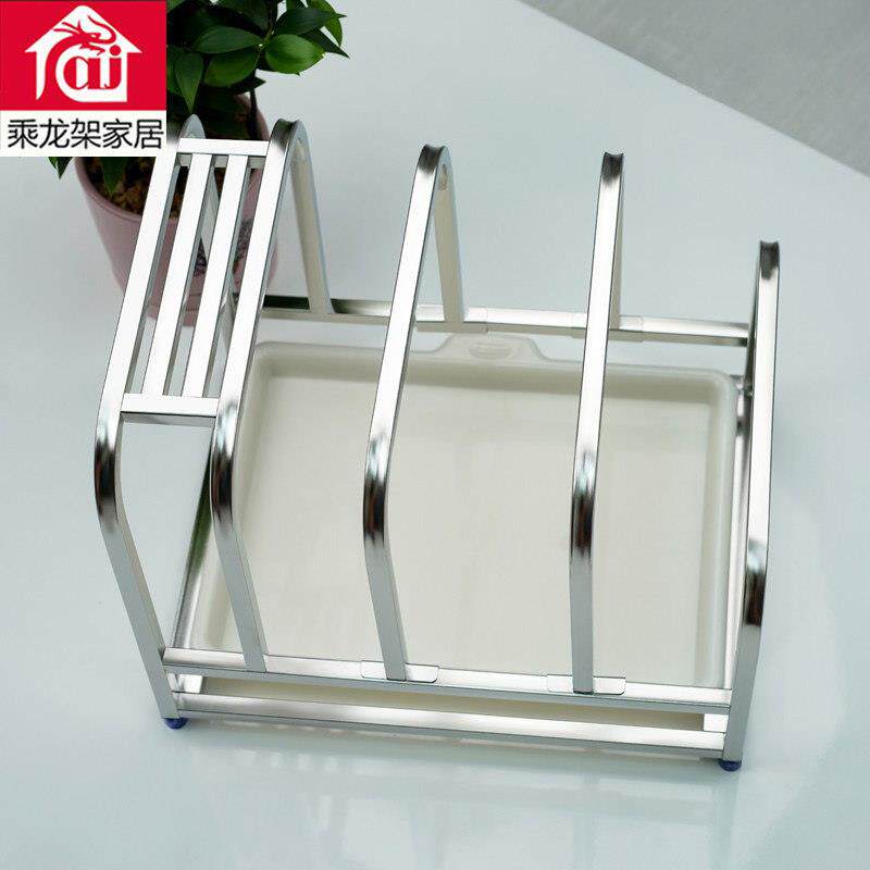 不锈钢菜刀架锅架置物架台面免装锅盖刀具菜板砧板一体收纳层架子