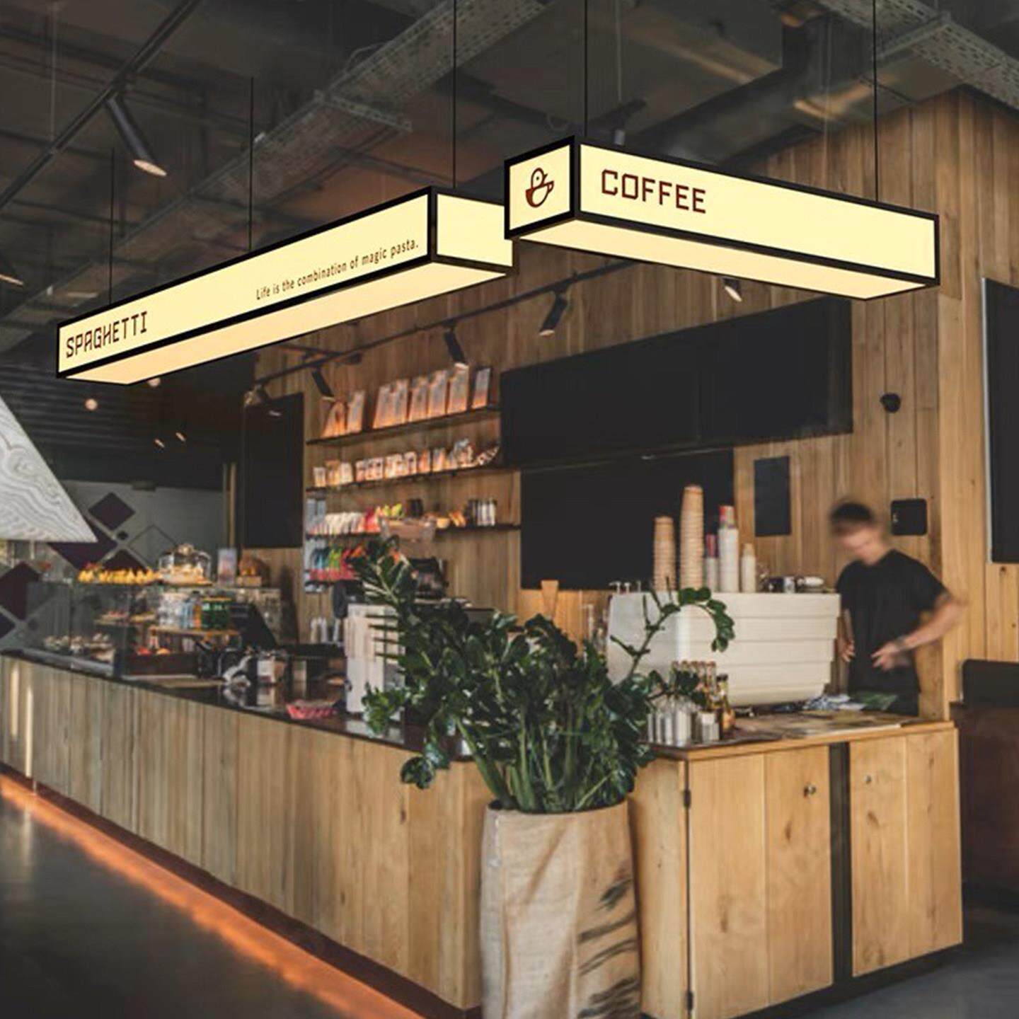 吧台亚克力吊挂通体灯箱户咖啡馆装发光广告牌悬挂双面招牌定做