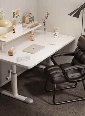 摇手升书桌白桌儿童加005厚大学生书桌可调节简约现代书桌降E0级