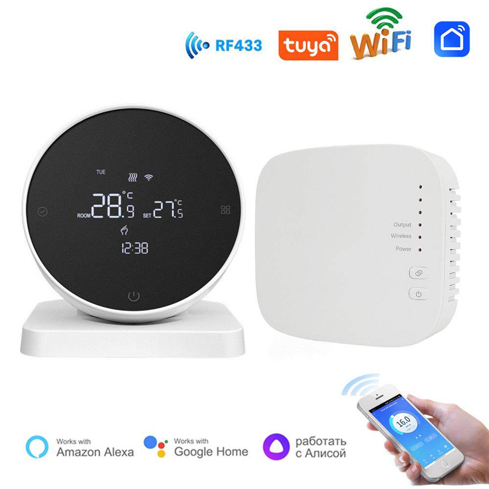 RF433温控器WIFI适用于水暖锅炉壁挂炉一对一恒温器