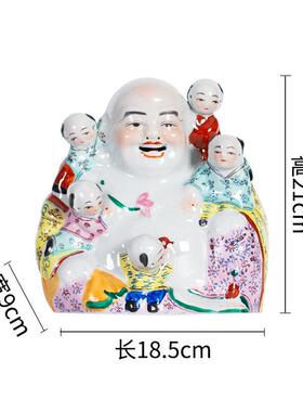 雨彤民国粉彩五子登科雕塑佛像仿古瓷器古董古玩收藏中式老货