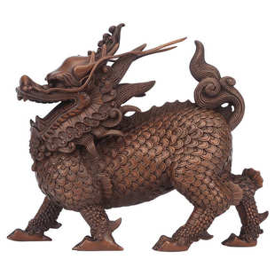 家居飾品 銅欣祥 威武麒麟 銅工藝品客廳落地裝 紫銅擺件 飾禮品