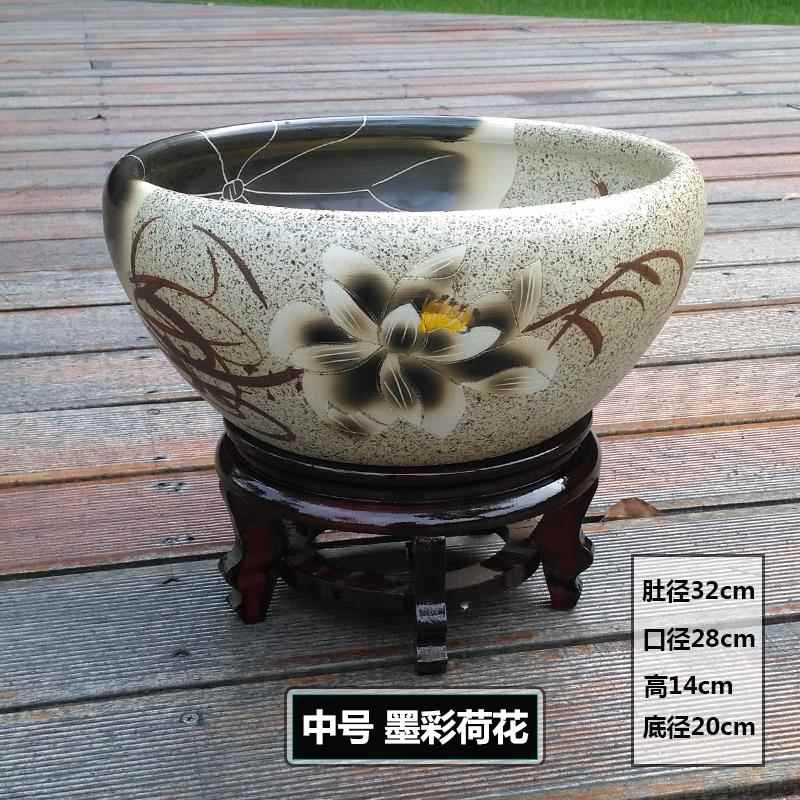 高档陶瓷鱼缸代装饰摆件冷现水缸鱼睡莲荷花盆精莲装搭配碗花缸风