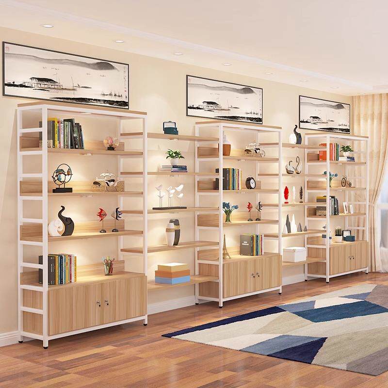 钢木书架置物架办公室书柜自由组合展示架多层隔断架货架储物商用
