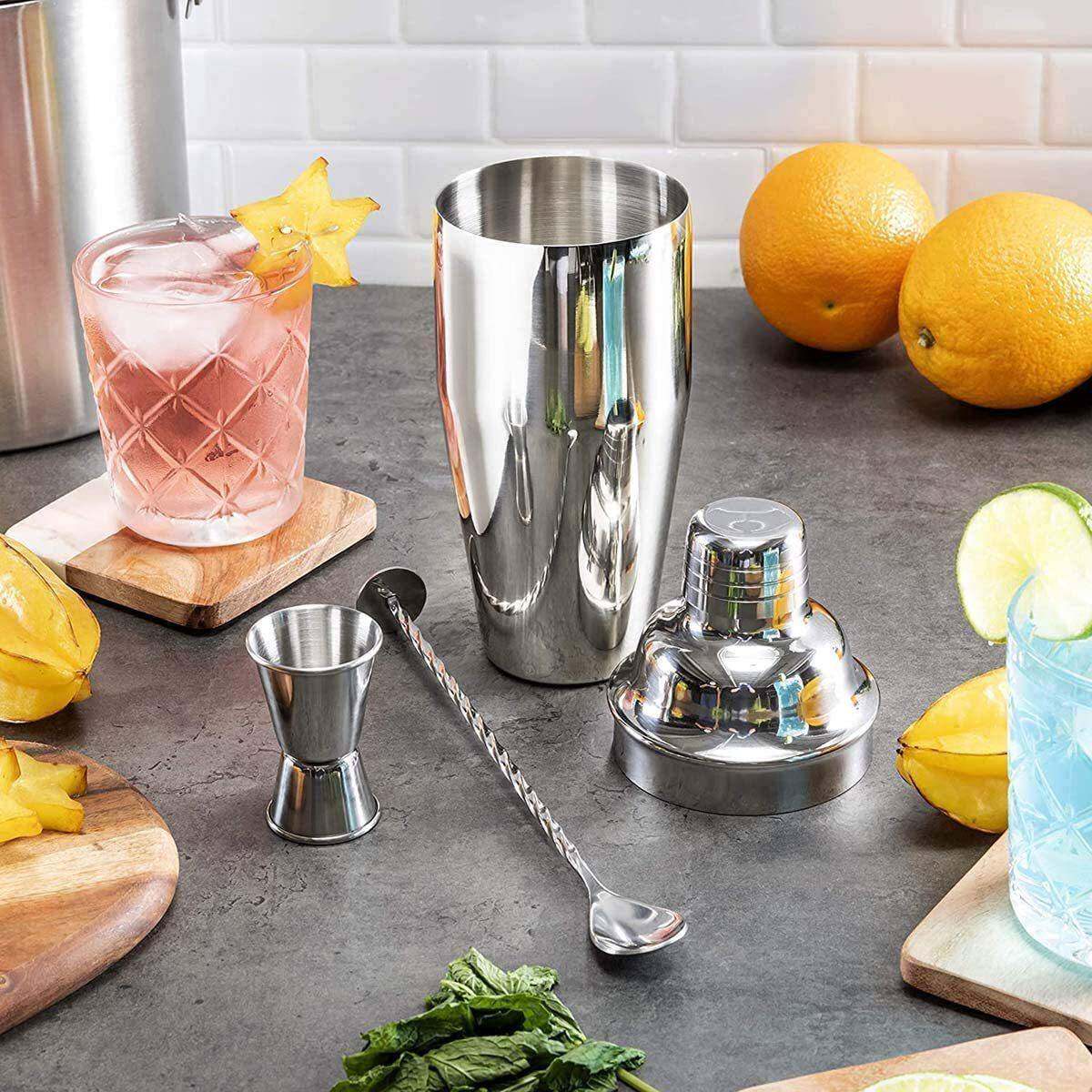 调酒器三件套不锈钢摇酒器酒吧调酒工具套装奶茶工具鸡尾酒调酒器