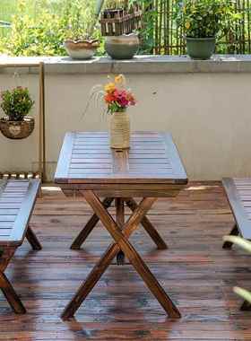 3Y户外桌椅木露台墅组F76ST755合闲实椅庭院别室外阳台花园折叠休