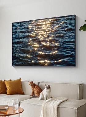 民宿挂画大海风景画海浪画北欧ins风客厅卧室壁画波光粼粼装饰画