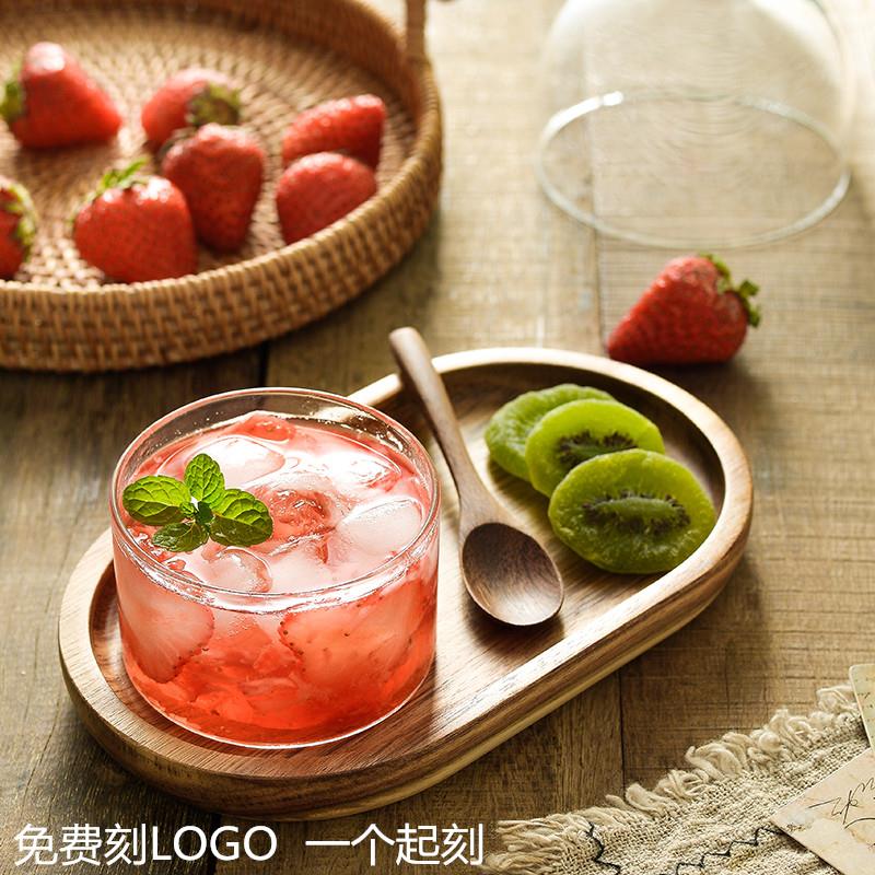 日式木质托盘下午茶餐具雪糕杯甜品碗一人食早餐碗盘套装定制logo图片